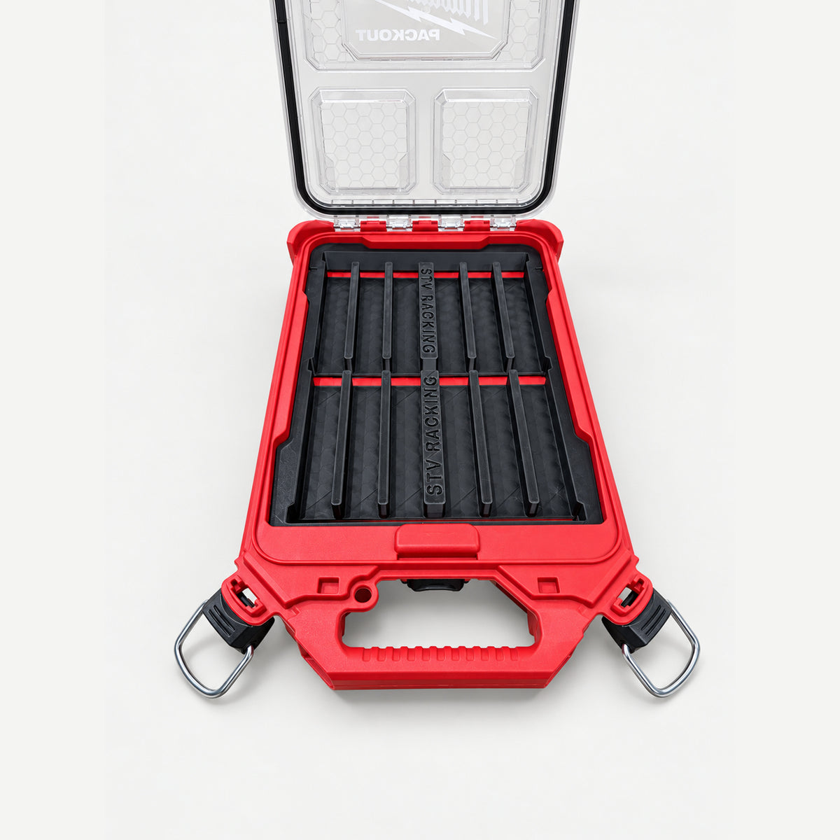 RangeRack Glock insert installed in a Milwaukee PACKOUT Slim Compact Organizer.