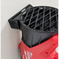 Close-up of the M18 Blower Mount supporting the Milwaukee 3017-20 blower beside its circular intake housing.
